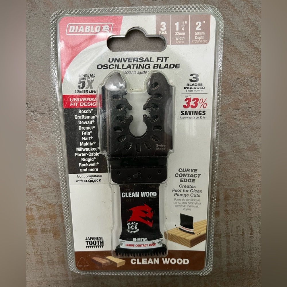 Diablo Oscillating Blades (qty 3) clean wood